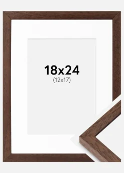 Ramme Ares Teak 18x24 cm - Passepartout Hvid 13x18 cm