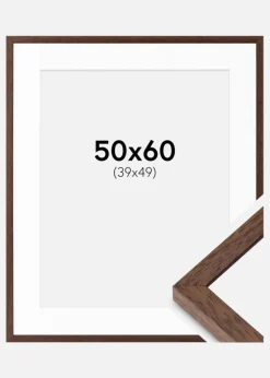 Ramme Ares Teak 50x60 cm - Passepartout Hvid 40x50 cm