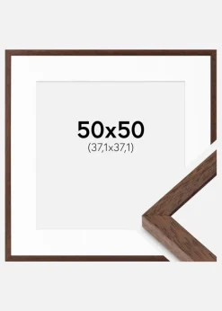 Ramme Ares Teak 50x50 cm - Passepartout Hvid 15x15 inches