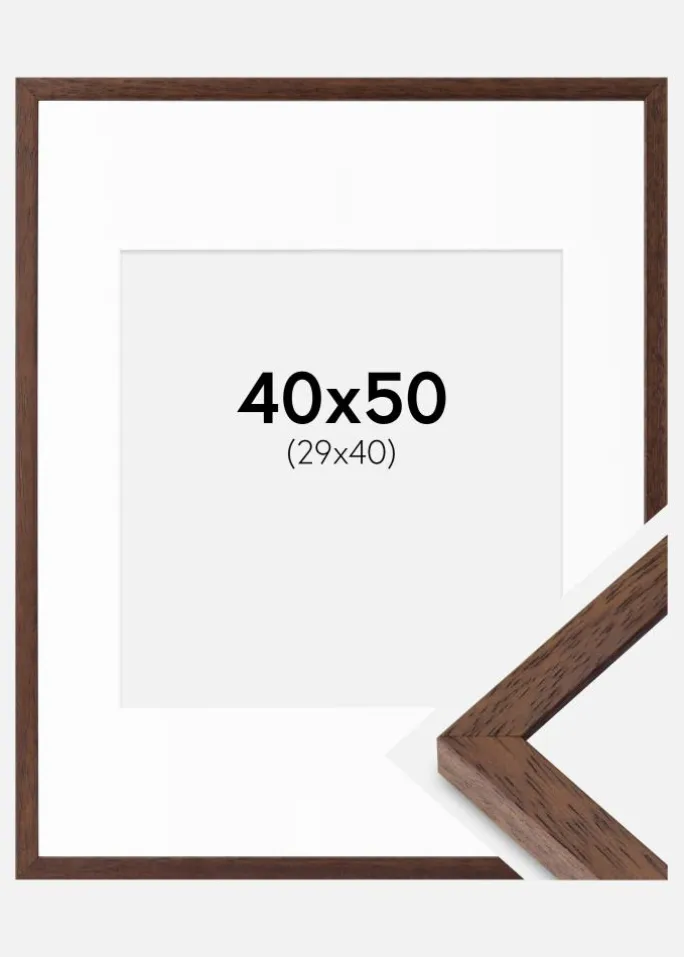 Ramme Ares Teak 40x50 cm - Passepartout Hvid 30x41 cm