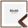 Ramme Ares valnød 50x50 cm - Passepartout Hvid 15x15 inches