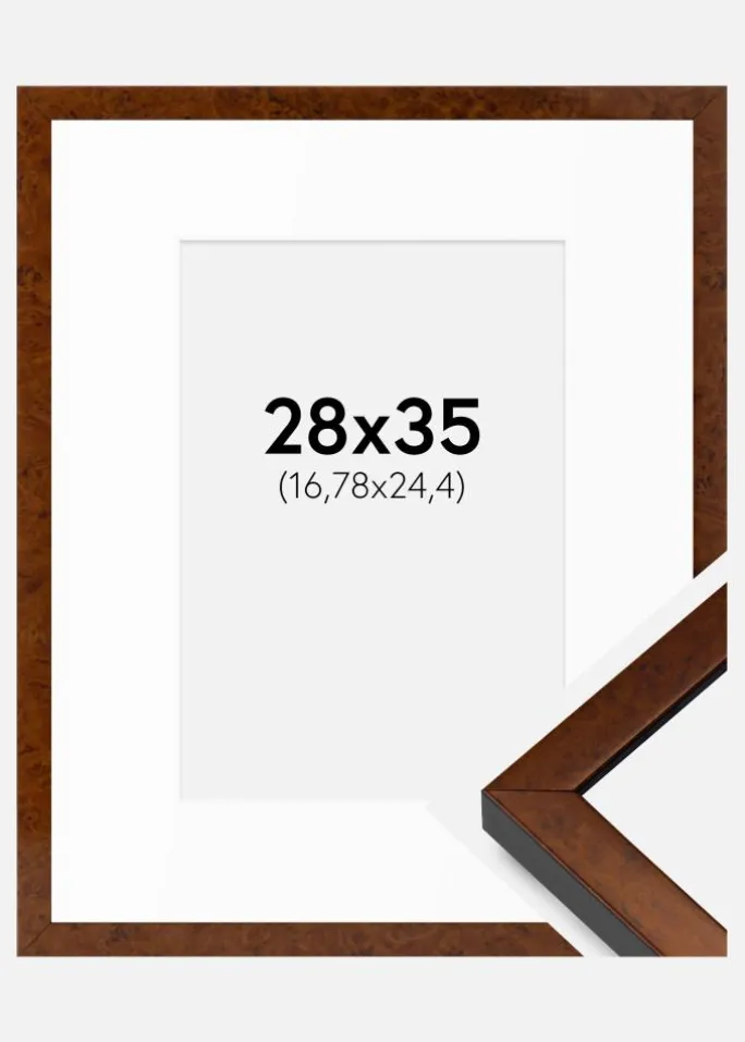 Ramme Ares valnød 28x35 cm - Passepartout Hvid 7x10 inches