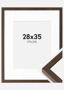 Ramme Ares Valnød 28x35 cm - Passepartout Hvid 20x25 cm