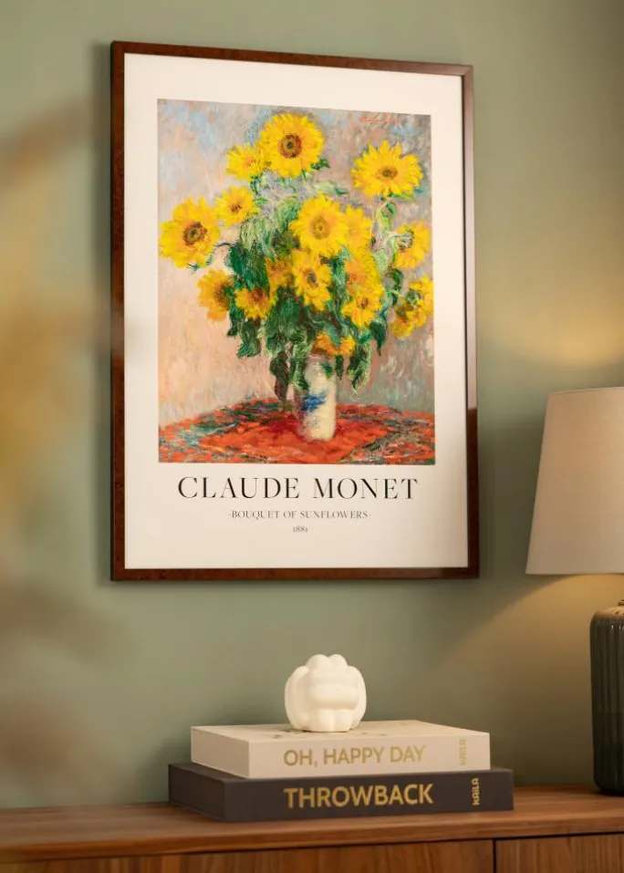 Ramme Ares valnød 45x60 cm - Passepartout Hvid B3 353x500 mm