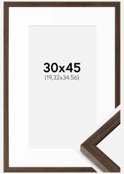 Ramme Ares Valnød 30x45 cm - Passepartout Hvid 8x14 inches