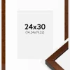 Ramme Ares valnød 24x30 cm - Passepartout Hvid 6x8 inches
