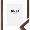 Ramme Ares Valnød 18x24 cm - Passepartout Hvid 13x17 cm