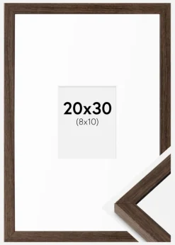 Ramme Ares Valnød 20x30 cm - Passepartout Hvid 9x11 cm