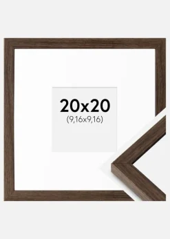 Ramme Ares Valnød 20x20 cm - Passepartout Hvid 4x4 inches