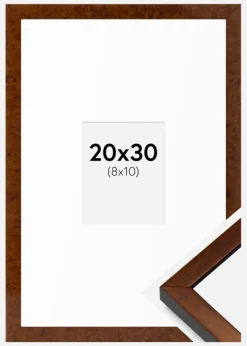 Ramme Ares valnød 20x30 cm - Passepartout Hvid 9x11 cm