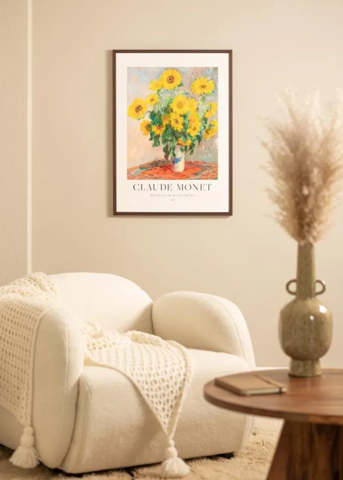 Ramme Ares Valnød 50x70 cm - Passepartout Hvid 33x56 cm