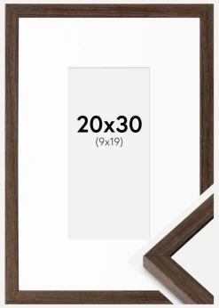 Ramme Ares Valnød 20x30 cm - Passepartout Hvid 10x20 cm