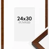 Ramme Ares valnød 24x30 cm - Passepartout Hvid 5x8 inches