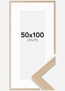 Ramme BGA Classic Eg 50x100 cm - Passepartout Hvid 30x80 cm