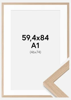 Ramme BGA Classic Eg 59,4x84 cm - Passepartout Hvid 47x75 cm