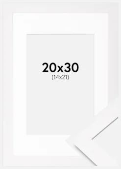 Ramme BGA Classic Hvid 20x30 cm - Passepartout Hvid 15x22 cm