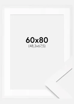 Ramme BGA Classic Hvid 60x80 cm - Passepartout Hvid 49,3x68,5 cm