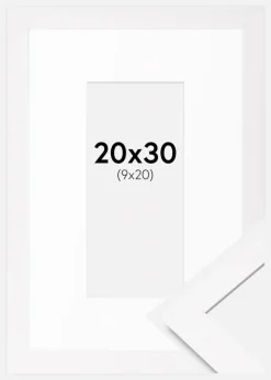 Ramme BGA Classic Hvid 20x30 cm - Passepartout Hvid 10x21 cm