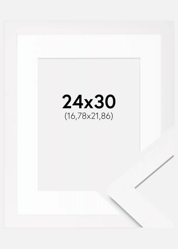 Ramme BGA Classic Hvid 24x30 cm - Passepartout Hvid 7x9 inches