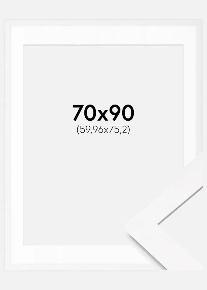 Ramme BGA Classic Hvid 70x90 cm - Passepartout Hvid 24x30 inches