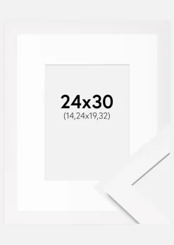 Ramme BGA Classic Hvid 24x30 cm - Passepartout Hvid 6x8 inches