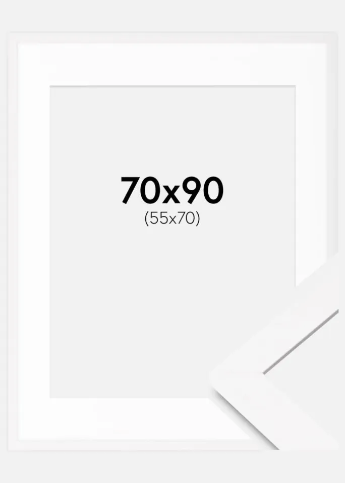 Ramme BGA Classic Hvid 70x90 cm - Passepartout Hvid 56x71 cm