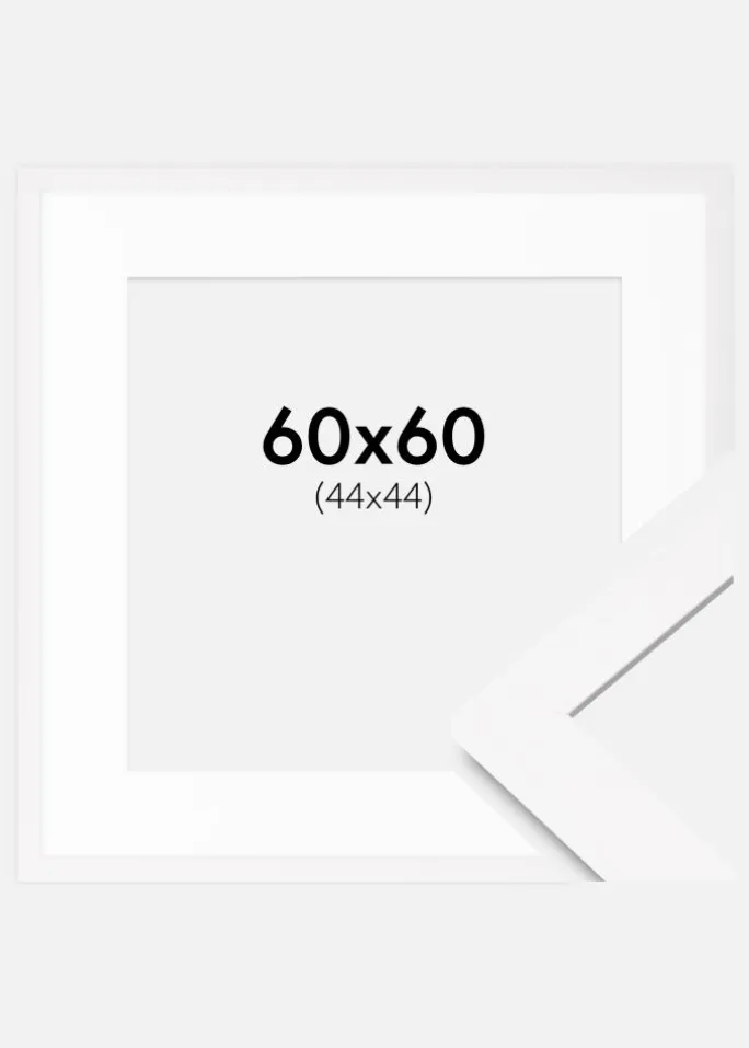 Ramme BGA Classic Hvid 60x60 cm - Passepartout Hvid 45x45 cm