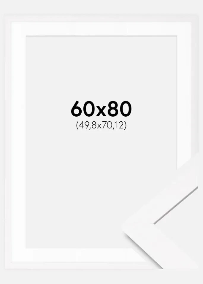 Ramme BGA Classic Hvid 60x80 cm - Passepartout Hvid 20x28 inches