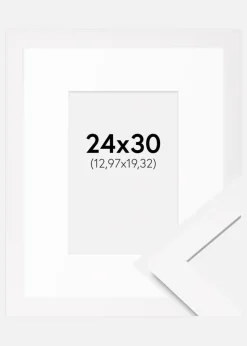 Ramme BGA Classic Hvid 24x30 cm - Passepartout Hvid 5,5x8 inches