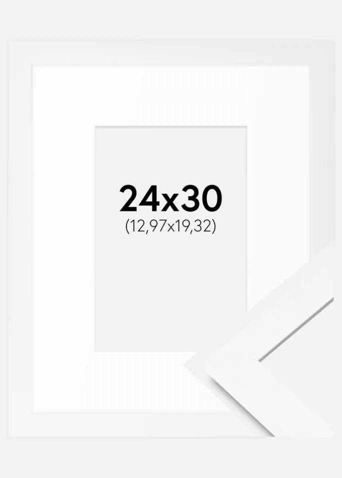 Ramme BGA Classic Hvid 24x30 cm - Passepartout Hvid 5,5x8 inches