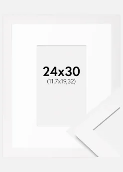 Ramme BGA Classic Hvid 24x30 cm - Passepartout Hvid 5x8 inches