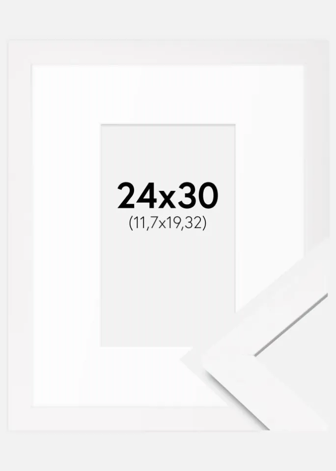 Ramme BGA Classic Hvid 24x30 cm - Passepartout Hvid 5x8 inches