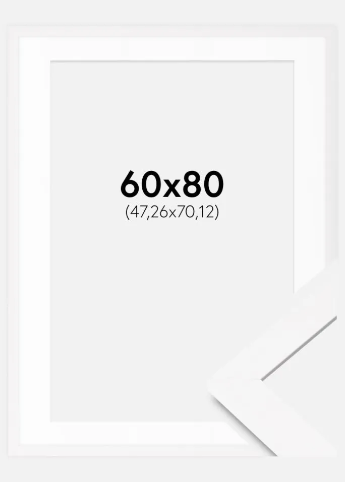 Ramme BGA Classic Hvid 60x80 cm - Passepartout Hvid 19x28 inches