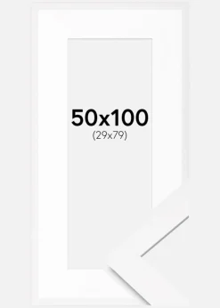 Ramme BGA Classic Hvid 50x100 cm - Passepartout Hvid 30x80 cm