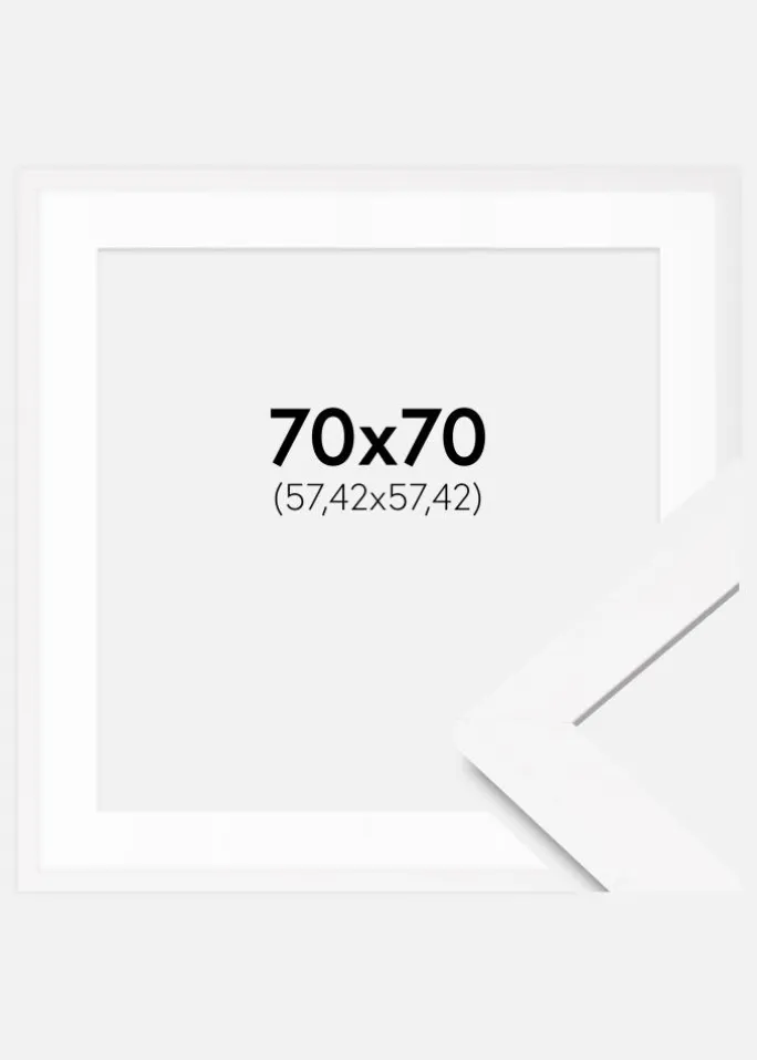 Ramme BGA Classic Hvid 70x70 cm - Passepartout Hvid 23x23 inches