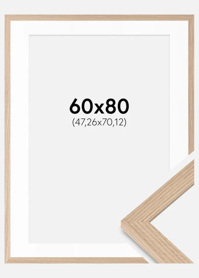 Ramme BGA Classic Massiv Eg 60x80 cm - Passepartout Hvid 19x28 inches