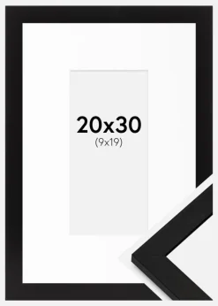 Ramme BGA Classic Sort 20x30 cm - Passepartout Hvid 10x20 cm