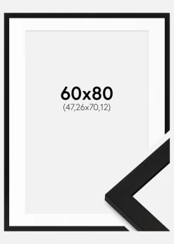 Ramme BGA Classic Sort 60x80 cm - Passepartout Hvid 19x28 inches