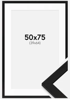 Ramme BGA Classic Sort 50x75 cm - Passepartout Hvid 40x65 cm