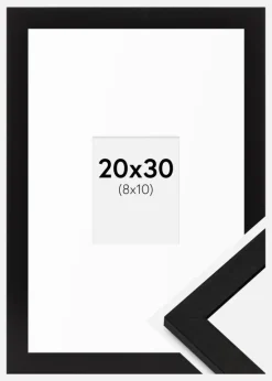 Ramme BGA Classic Sort 20x30 cm - Passepartout Hvid 9x11 cm