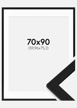 Ramme BGA Classic Sort 70x90 cm - Passepartout Hvid 24x30 inches