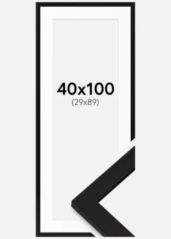 Ramme BGA Classic Sort 40x100 cm - Passepartout Hvid 30x90 cm