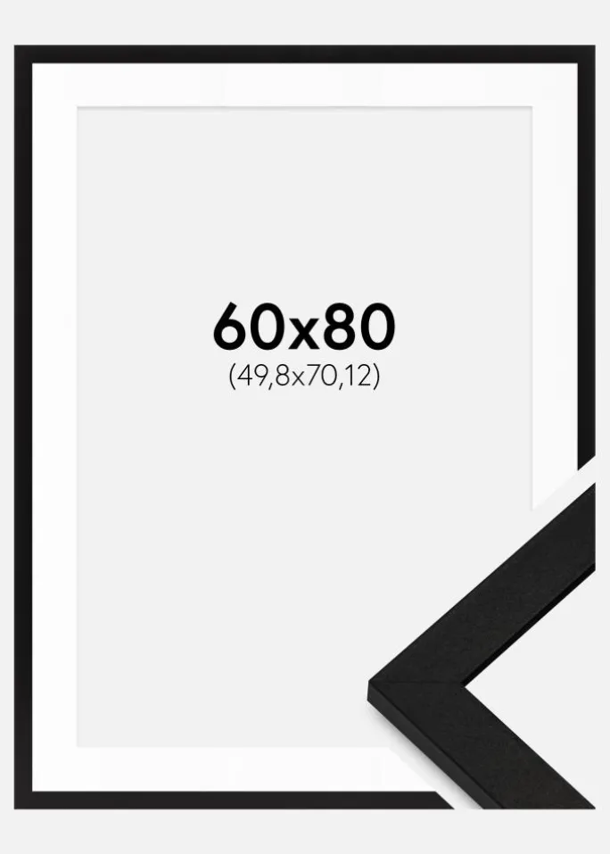 Ramme BGA Classic Sort 60x80 cm - Passepartout Hvid 20x28 inches