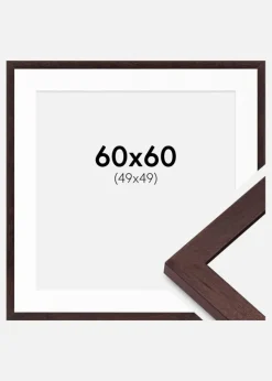 Ramme BGA Classic Valnød 60x60 cm - Passepartout Hvid 50x50 cm