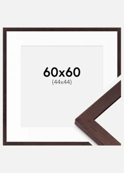 Ramme BGA Classic Valnød 60x60 cm - Passepartout Hvid 45x45 cm