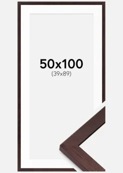 Ramme BGA Classic Valnød 50x100 cm - Passepartout Hvid 40x90 cm