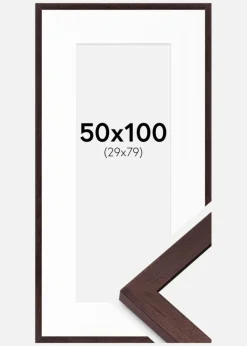 Ramme BGA Classic Valnød 50x100 cm - Passepartout Hvid 30x80 cm