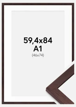 Ramme BGA Classic Valnød 59,4x84 cm - Passepartout Hvid 47x75 cm