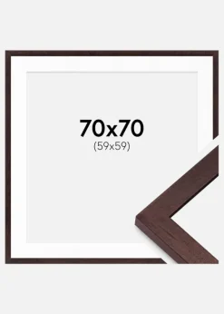 Ramme BGA Classic Valnød 70x70 cm - Passepartout Hvid 60x60 cm