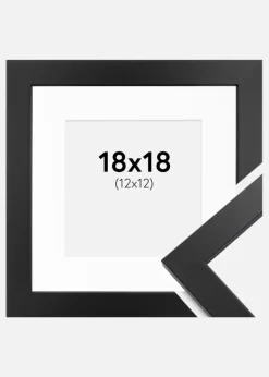 Ramme Black Wood 18x18 cm - Passepartout Hvid 13x13 cm